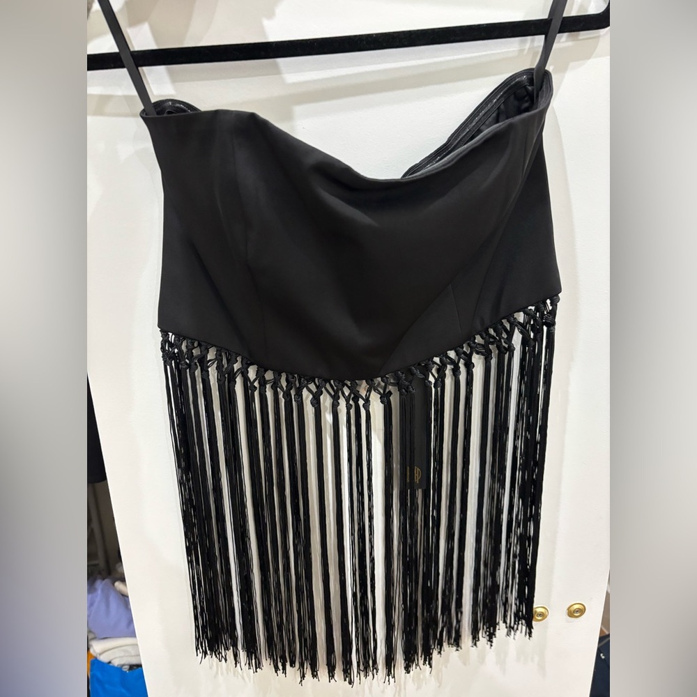 House of Harlow 1960 Black Fringe Top